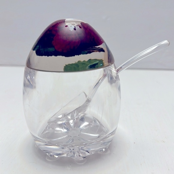 1960s Lucite Jam Jelly Jar Raspberries and spoon - Picture 3 of 8